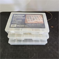 3 plastic divider containers, 1 missing clasps