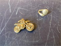 Motorcycle pin and spoon ring