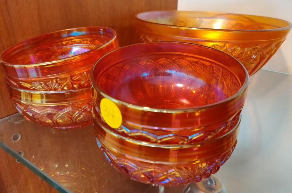 Carnival Glass Bowl Set