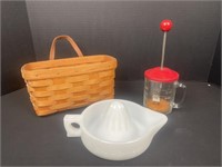 Longaberger basket, roughly 9 inches long by