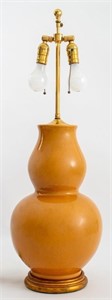 Yellow Glazed Double Gourd Vase Mounted Table Lamp