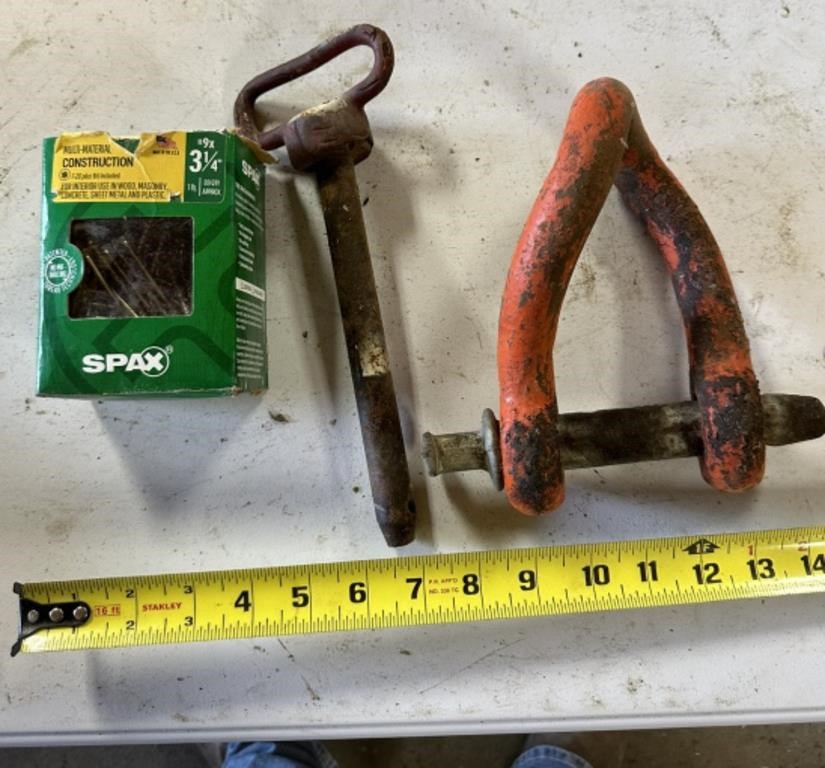 3 1/4" screws, hitch pin, clevis