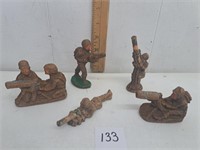 5 1940s Resin & Sawdust Toy Soldiers