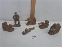6 1940s Resin & Sawdust Toy Soldiers