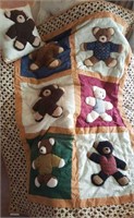Teddy bear quilt and pillow for babies crib
