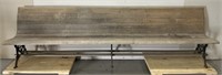 Antique Cast Iron Base Long Wood Bench