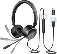 New bee USB Headset Computer Headset in-Line Call