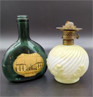 Small Oil Lamp & Green Bottle