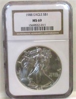 1988 SILVER EAGLE NGC MS69