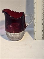 Vintage Ruby Flashed Creamer - Souvenir
