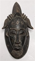 1' African Baule Wood Mask From Ivory Coast