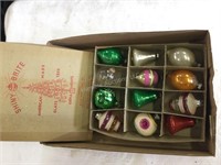 Box of vintage Christmas ornaments