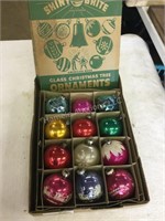 Box of vintage Christmas ornaments