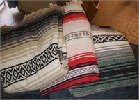 3 Pc Striped Blankets Red, Green, Black