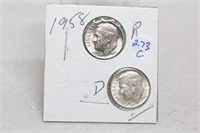 1958 PD Silver Dimes