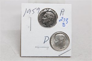 1959 PD Silver Dimes