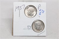 1957 PD Silver Dimes