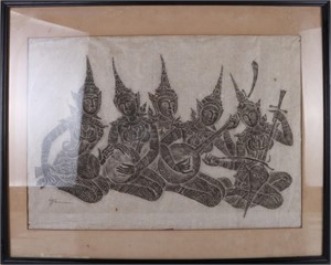 ANGKOR WAT SIGNED TEMPLE RUBBING ON RICE PAPER