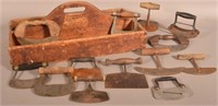 Antique Utensil Carrier with 13 Food Choppers.