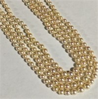 14k Gold And Three Strand Pearl Necklace
