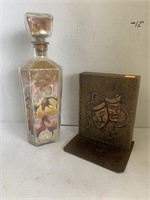 Bottle w/ Sand Decor & Metal Decor