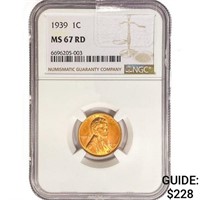 1939 Wheat Cent NGC MS67 RD