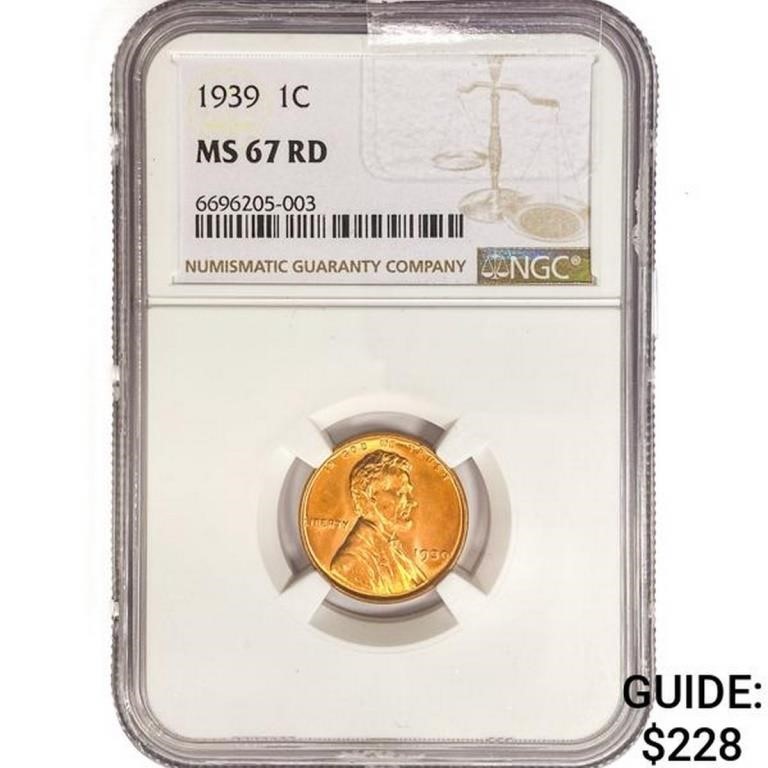 1939 Wheat Cent NGC MS67 RD