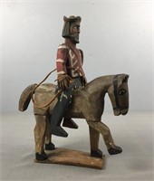 Carved Wood Horse W/ Rider