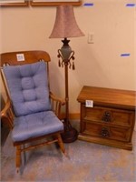 Maple Arm Chair Rocker, Floor Lamp & Oak Night -