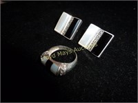 Sterling Silver & Natural Stone Ring & Earring Set