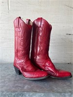 Red Leather Unisex Cowboy Boots