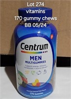 BB 5/24 Men Multigummies CENTRUM PK/170