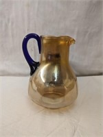Carnival Glass Pitcher w/ Blue Handle