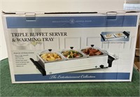 Triple buffet server and warming tray