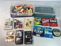 2 Tubs W/Fishing Tackle, Lure, Line, Bobbers