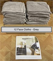 Lot of 12 Face Cloths (Grey)