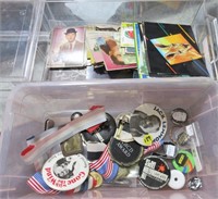 Buttons and actor/actress trading cards