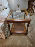 Wood & Glass End/Side Table with Shelf