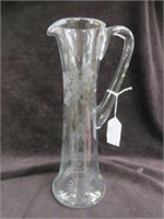 ETCHED CRYSTAL PITCHER 12"T