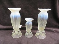 3PC OPALESCENT VASES 7"T