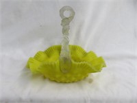 VICTORIAN SATIN GLASS BASKET 7.5"T X 9"W