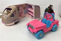 Barbie Toy Lot - Jeep w/Trailer & Horse & Train