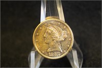 1887-S $5 U.S. Pre-33 Gold Liberty Coin