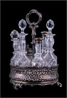 Antique Cut Glass and Silverplate Condiment Stand