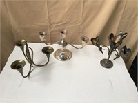 3 Metal/Plated Candle Holders
