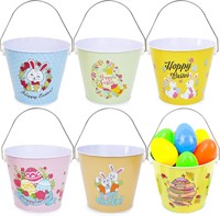 JOYIN 6 Pcs Easter Metal Buckets - Bunny Pails