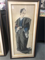 Oriental print on paper oriental man (pickup only)