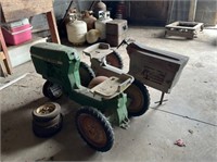2 Cast pedal tractors, missing parts, basketball