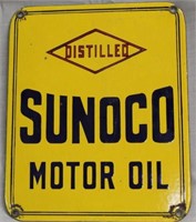 "Sunoco" "Distilled Motor Oil" porcelain sign,