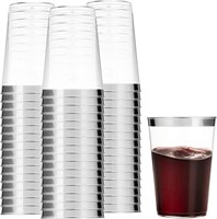 Munfix 100 Silver Plastic Cups 12 Oz Clear Plasti